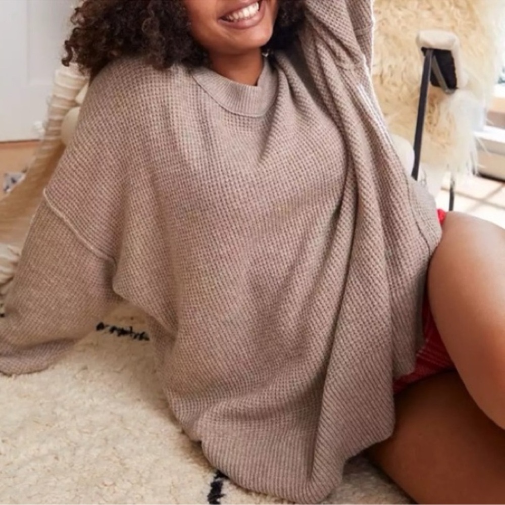 Aerie Oversized Waffle Crewneck Sweater